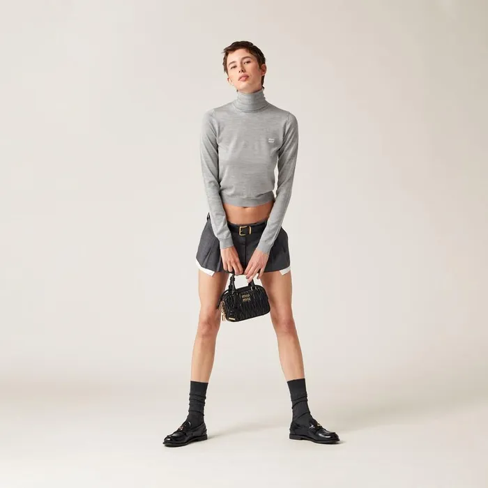 Women Knitwear Miu Miu Cashmere And Silk Sweater Marble Gray Women Knitwear Miu Miu Cashmere And Silk Sweater Marble Gray