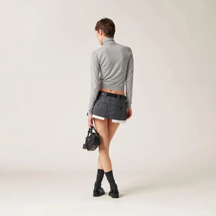 Women Knitwear Miu Miu Cashmere And Silk Sweater Marble Gray Women Knitwear Miu Miu Cashmere And Silk Sweater Marble Gray