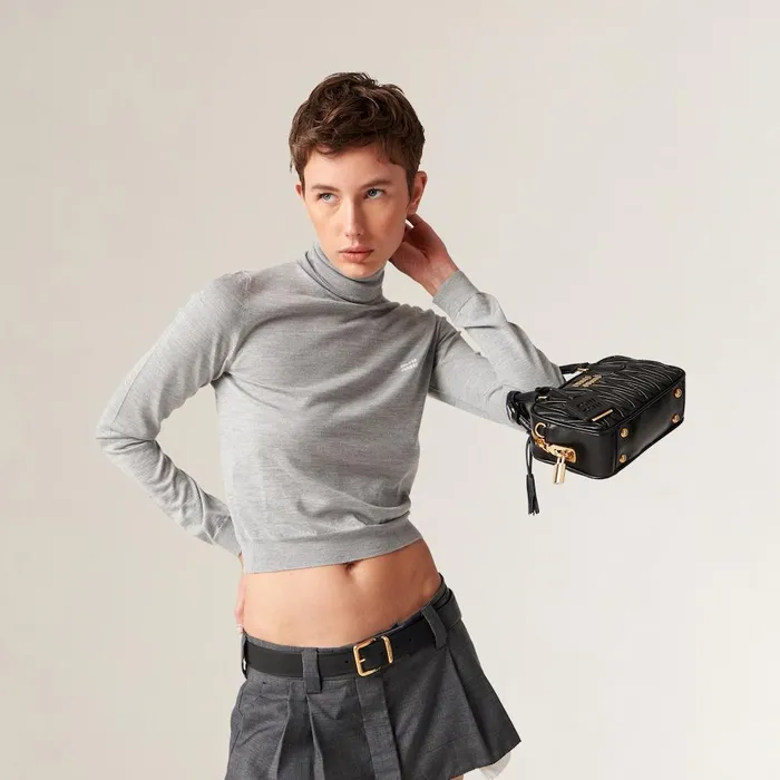 Women Knitwear Miu Miu Cashmere And Silk Sweater Marble Gray Women Knitwear Miu Miu Cashmere And Silk Sweater Marble Gray