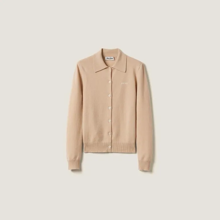 Women Knitwear Miu Miu Cashmere Knit Cardigan Albino White