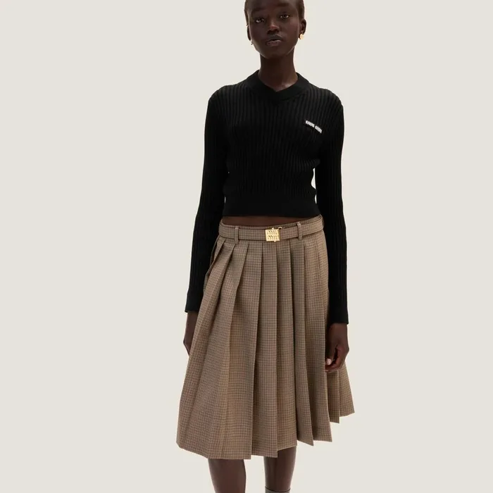 Women Knitwear Miu Miu Cropped Wool Sweater Black Women Knitwear Miu Miu Cropped Wool Sweater Black