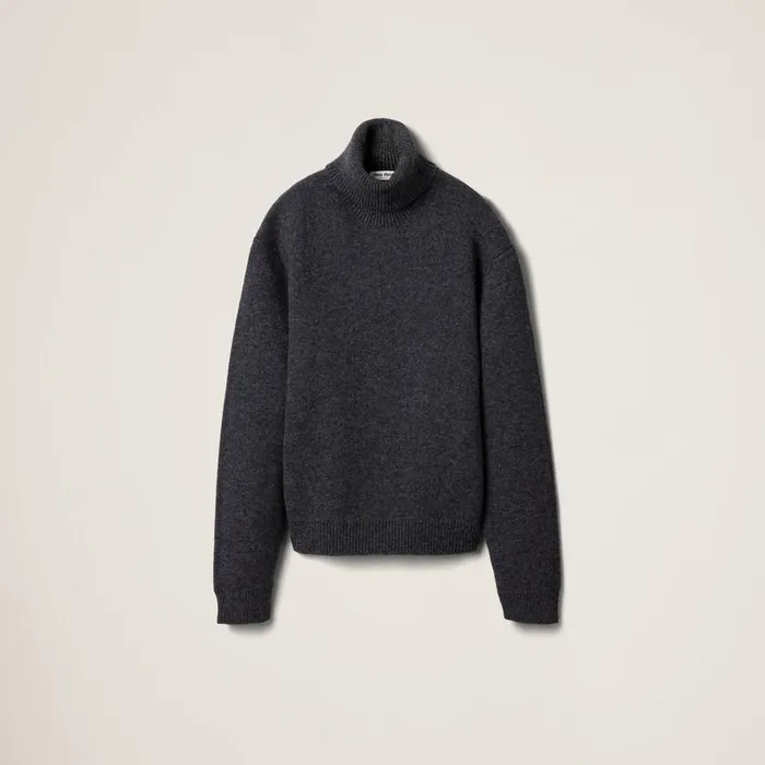 Women Knitwear Miu Miu Shetland Wool Turtleneck Jumper Slate Gray