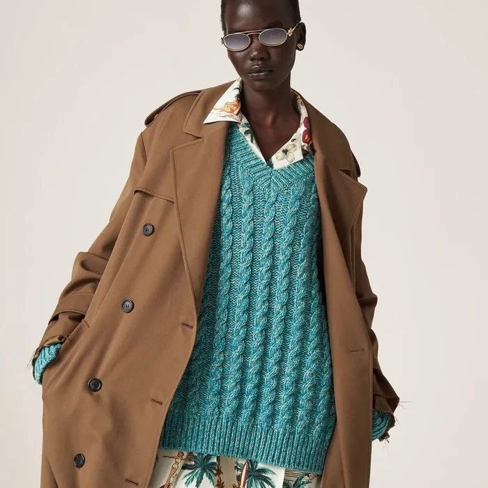 Women Knitwear Miu Miu Wool And Cashmere Sweater Turquoise Women Knitwear Miu Miu Wool And Cashmere Sweater Turquoise