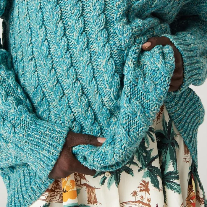 Women Knitwear Miu Miu Wool And Cashmere Sweater Turquoise Women Knitwear Miu Miu Wool And Cashmere Sweater Turquoise