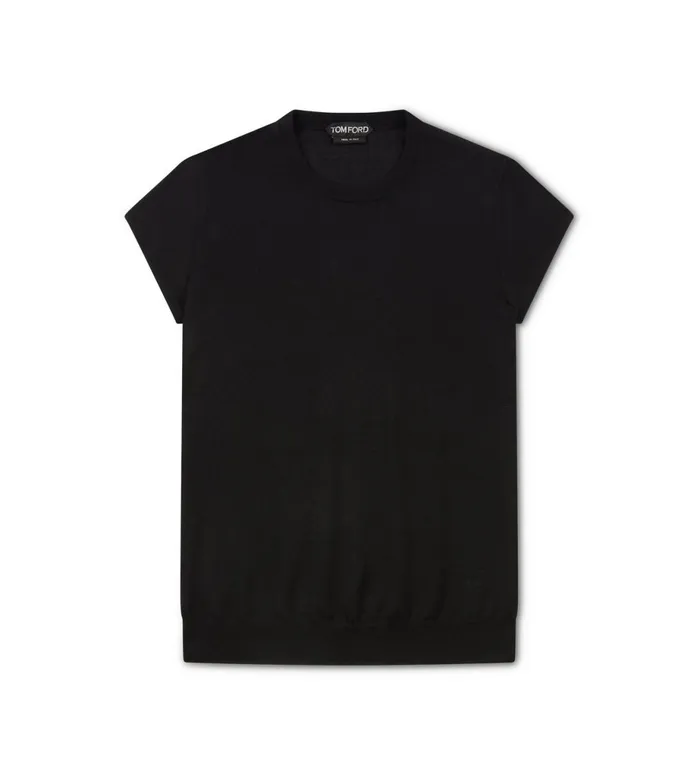Women Knitwear Tom Ford Fine Cashmere Silk Fitted TShirt Black