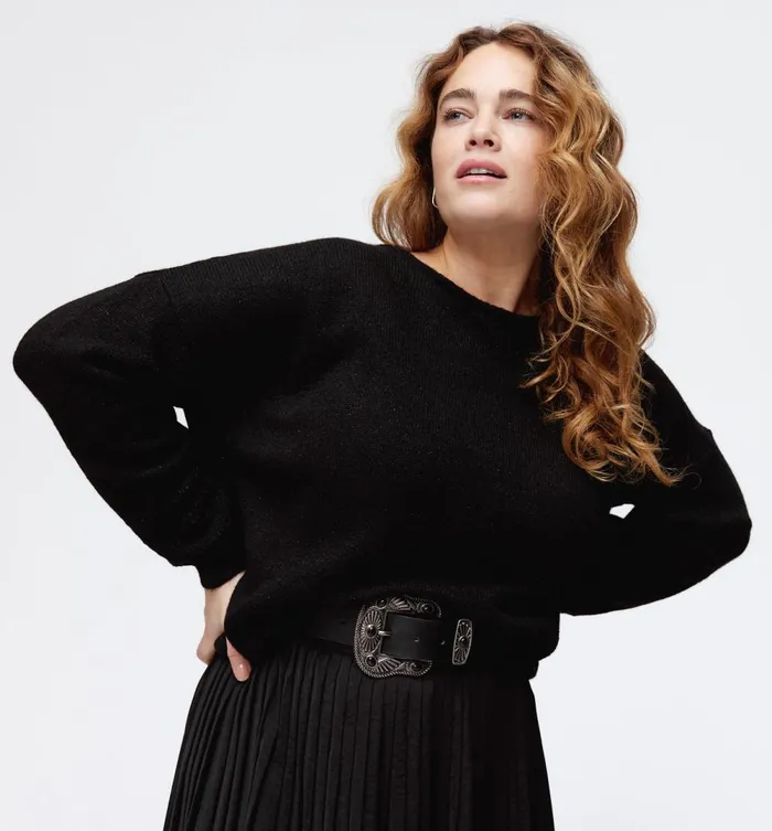Women LaceDetail Glitzy Jumper 8211 Black Promod Jumpers And Cardigans