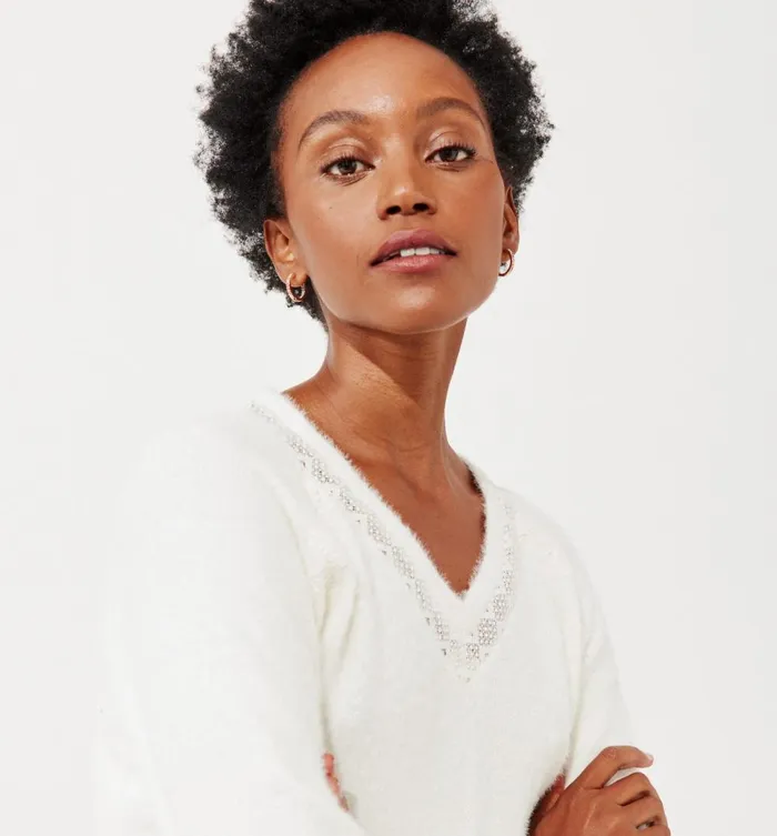 Women Lace Detail Jumper 8211 Ecru Promod Jumpers And Cardigans Women Lace Detail Jumper 8211 Ecru Promod Jumpers And Cardigans