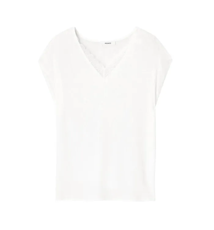 Women LaceDetail Top 8211 White Promod Shirts And Tunics Women LaceDetail Top 8211 White Promod Shirts And Tunics