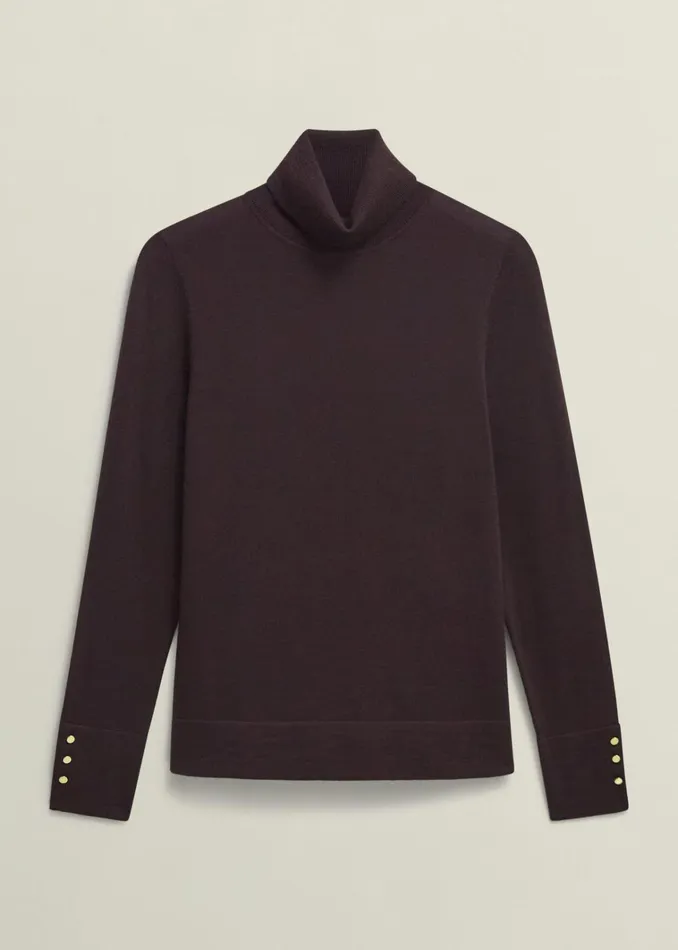 Women Lara Merino Wool Roll Neck Jumper Malbec Hobbs Jumpers and Cardigans