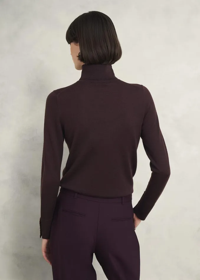 Women Lara Merino Wool Roll Neck Jumper Malbec Hobbs Jumpers and Cardigans
