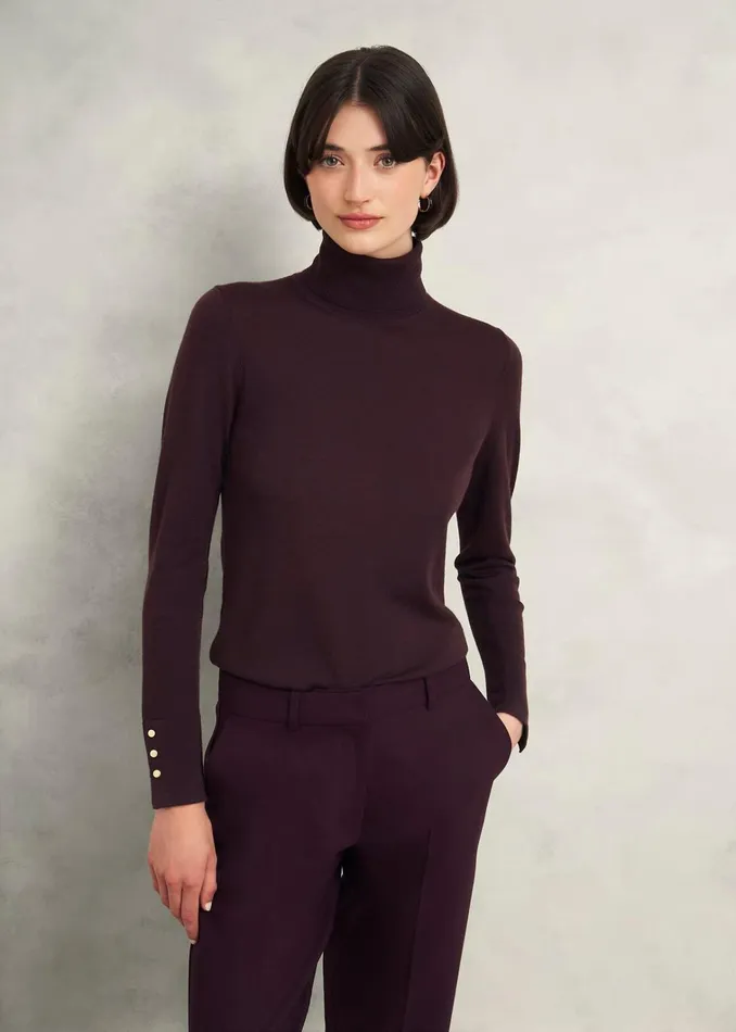 Women Lara Merino Wool Roll Neck Jumper Malbec Hobbs Jumpers and Cardigans