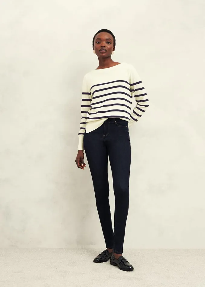 Women Larina Cashmere Stripe Jumper Ivory Navy Hobbs Jumpers and Cardigans