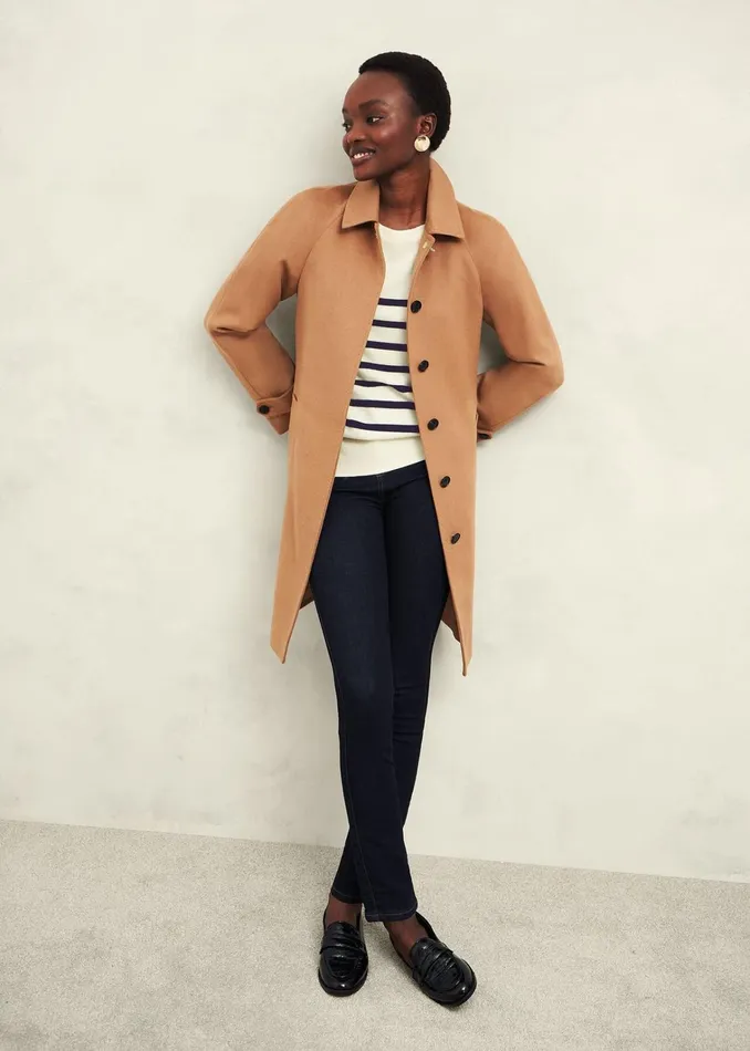 Women Larina Cashmere Stripe Jumper Ivory Navy Hobbs Jumpers and Cardigans