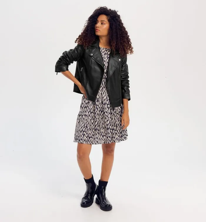 Women Leather Casual Jacket 8211 Black Promod Jackets