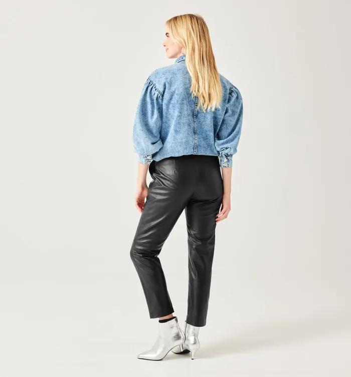 Women Leather Trousers 8211 Black Promod Trousers Women Leather Trousers 8211 Black Promod Trousers