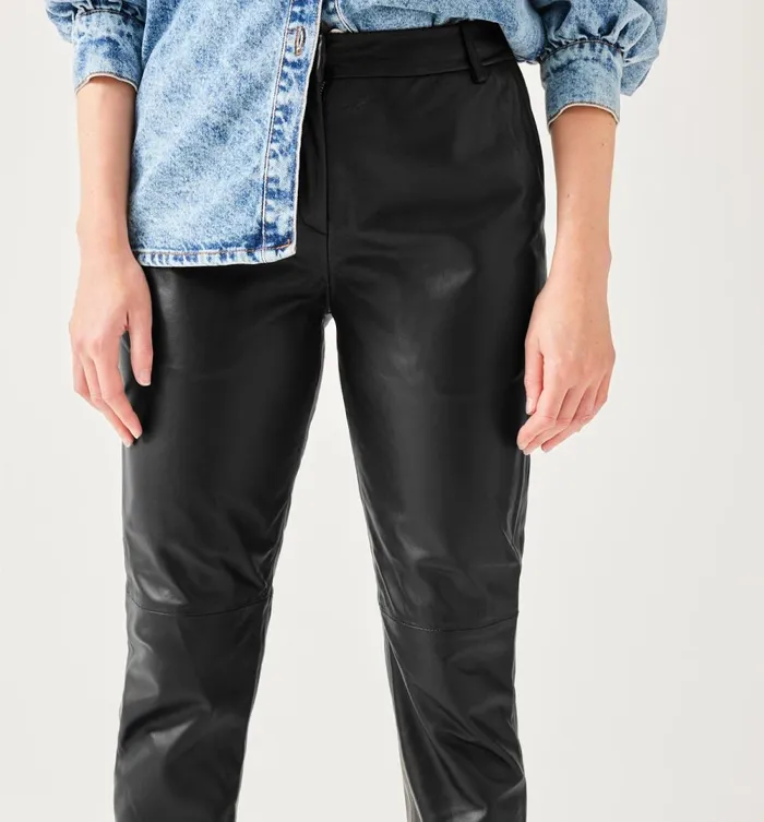 Women Leather Trousers 8211 Black Promod Trousers Women Leather Trousers 8211 Black Promod Trousers