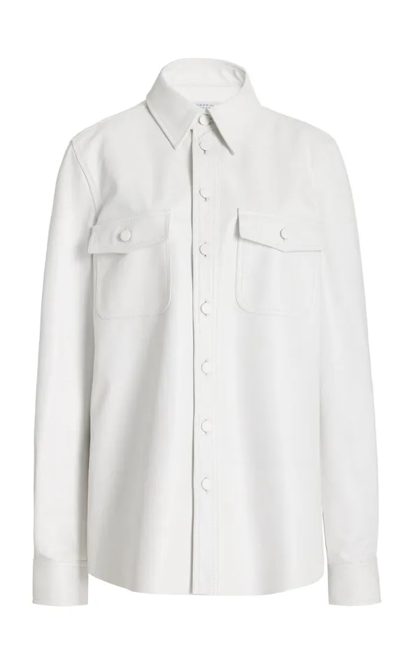 Women Leathers Gabriela Hearst John Austin Overshirt In White Nappa Leather