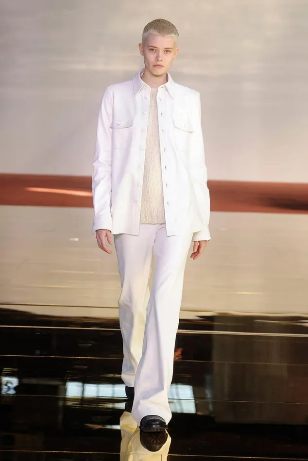 Women Leathers Gabriela Hearst John Austin Overshirt In White Nappa Leather