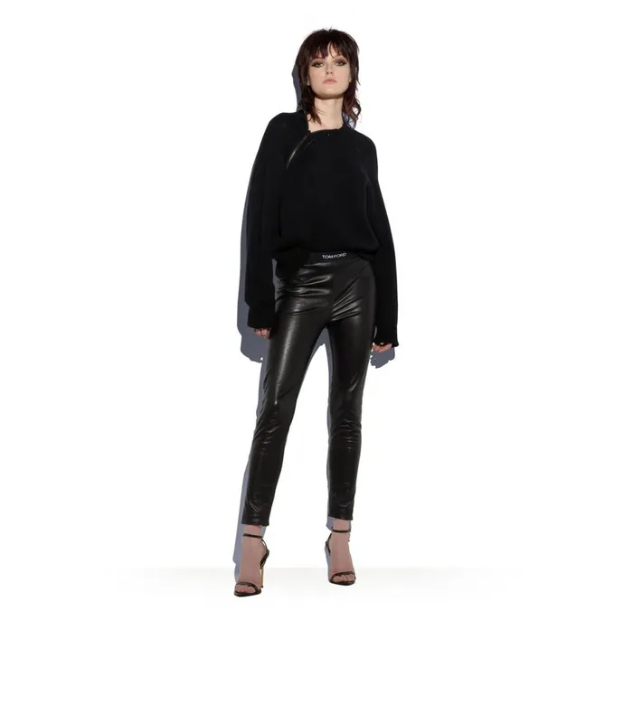 Women Leggings Tom Ford Stretch Plonge Logoed Leggings Black Women Leggings Tom Ford Stretch Plonge Logoed Leggings Black