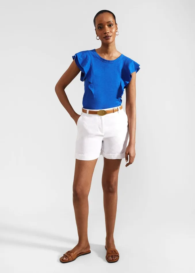 Women Lenna Linen Short White Hobbs Trousers