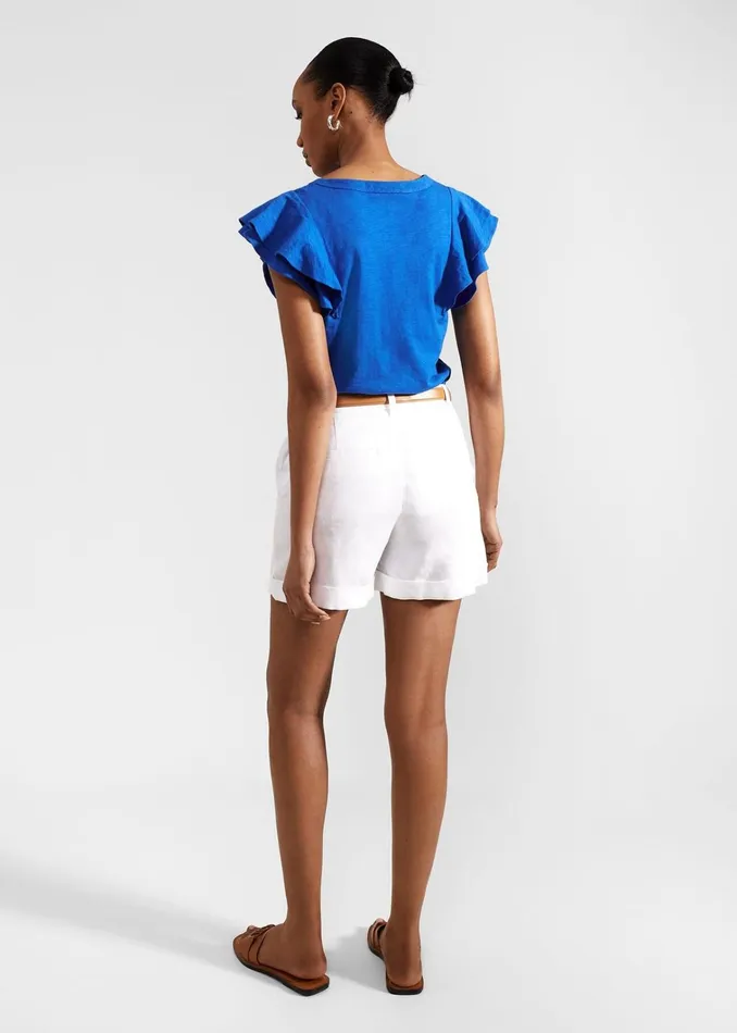 Women Lenna Linen Short White Hobbs Trousers