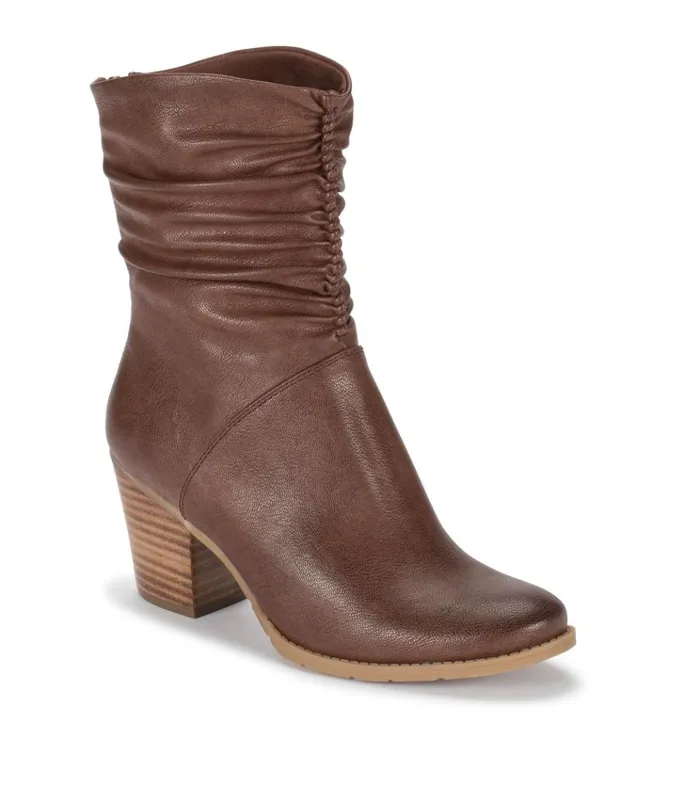 Women Leslie Block Heel Slouch Boot Brush Brown Baretraps Booties
