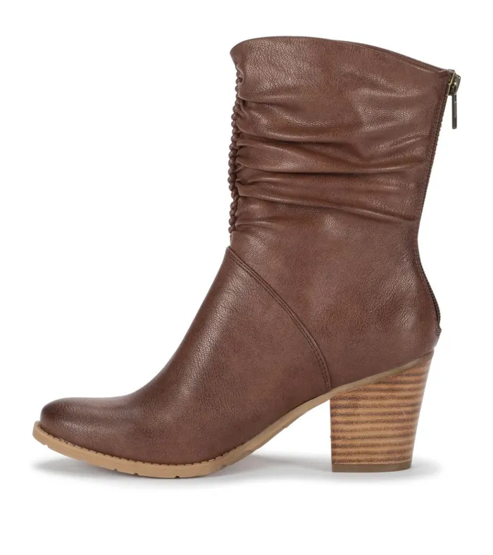 Women Leslie Block Heel Slouch Boot Brush Brown Baretraps Booties