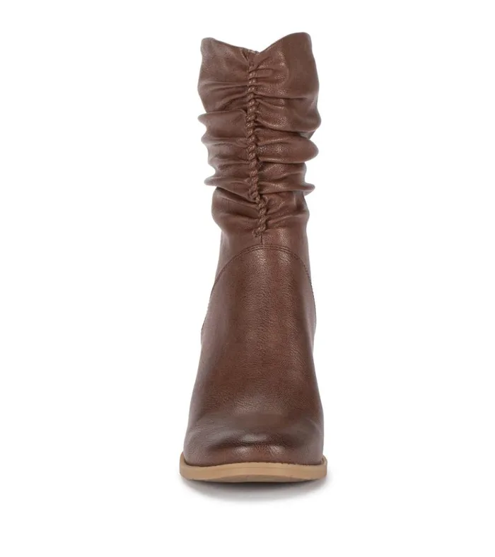 Women Leslie Block Heel Slouch Boot Brush Brown Baretraps Booties