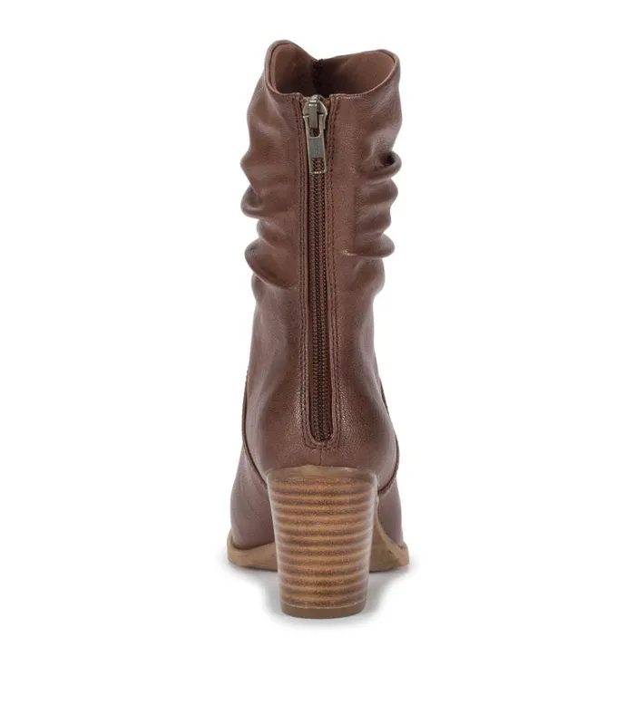 Women Leslie Block Heel Slouch Boot Brush Brown Baretraps Booties