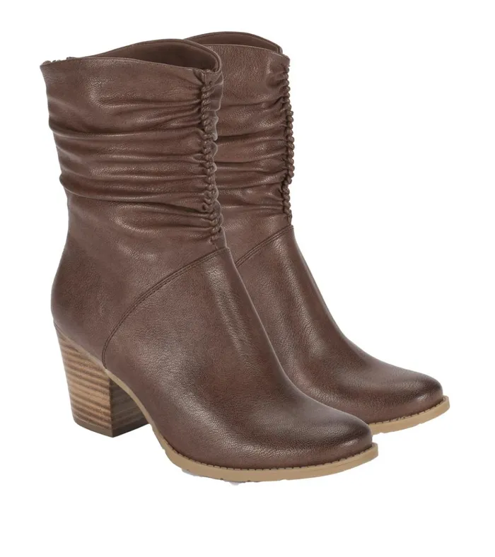 Women Leslie Block Heel Slouch Boot Brush Brown Baretraps Booties