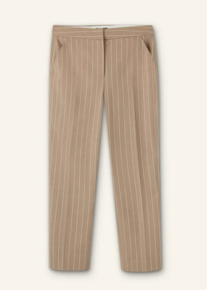 Women Lightweight Pinstripe Slim Crop Pant Caramel MEEM