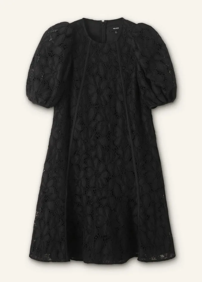 Women Lined Lace Mini Dress Black MEEM