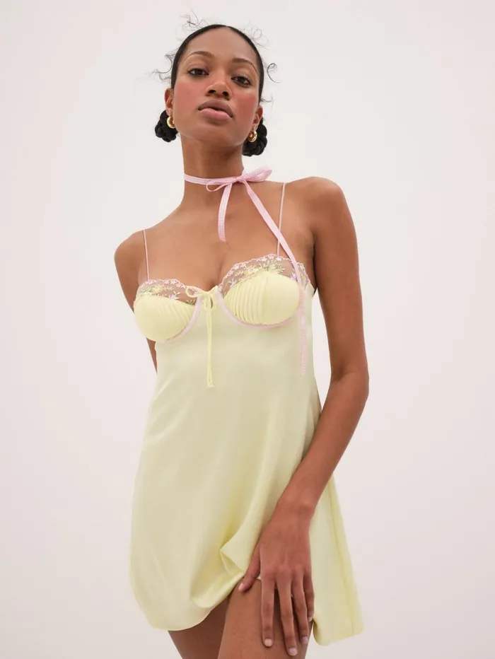 Women Lingerie For Love and Lemons Buttercup Bunches Slip Dress Yellow