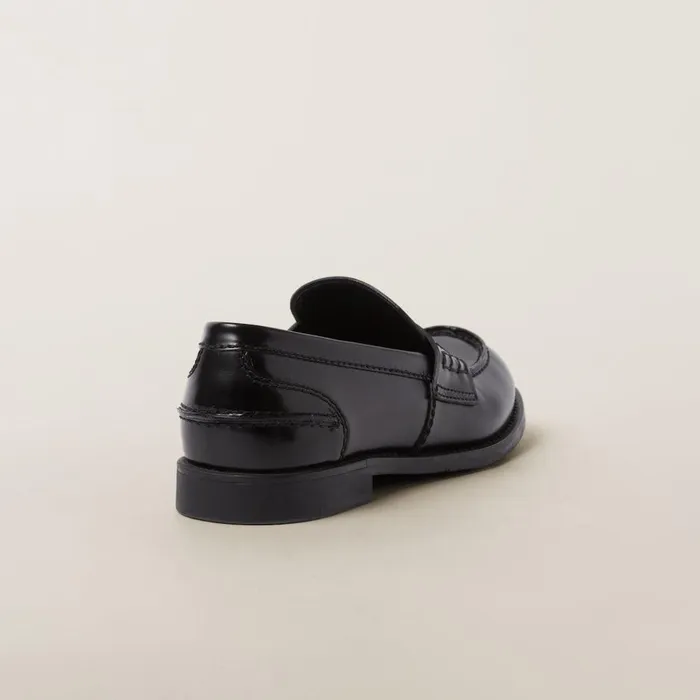 Women Loafers And LaceUps Miu Miu Brushed Leather Penny Loafers Black Women Loafers And LaceUps Miu Miu Brushed Leather Penny Loafers Black