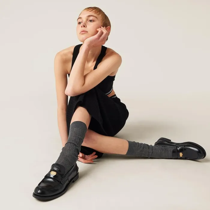 Women Loafers And LaceUps Miu Miu Brushed Leather Penny Loafers Black Women Loafers And LaceUps Miu Miu Brushed Leather Penny Loafers Black