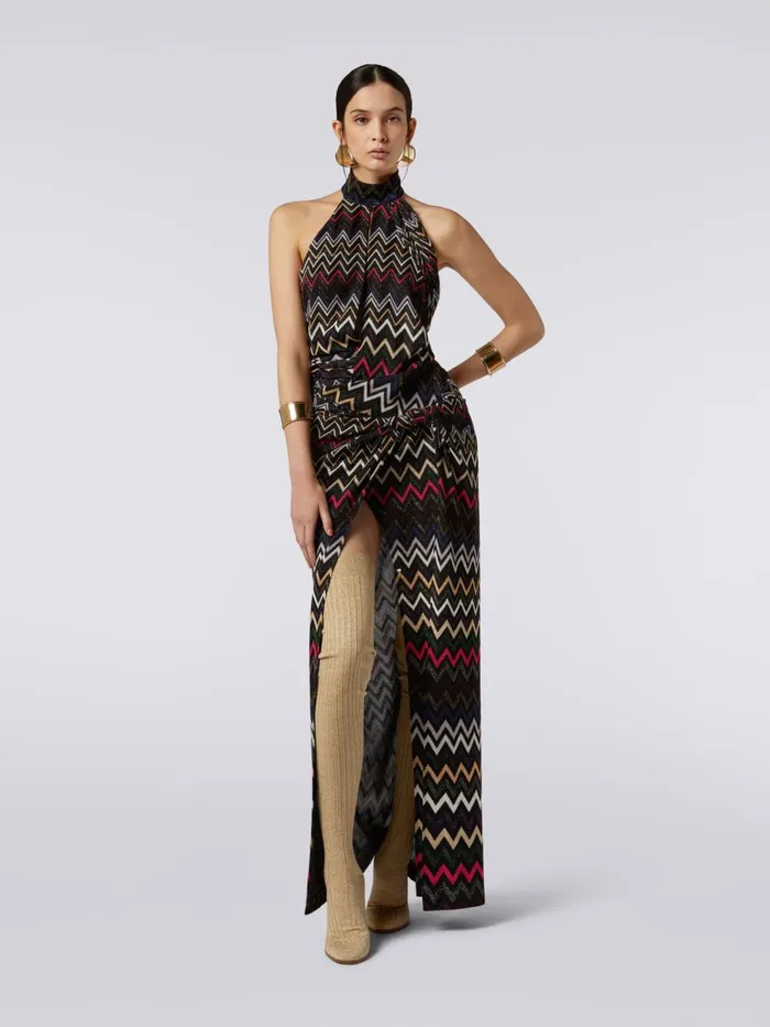 Women Long Dress In Viscose Chevron With Lurex Multicoloured Missoni Dresses Women Long Dress In Viscose Chevron With Lurex Multicoloured Missoni Dresses