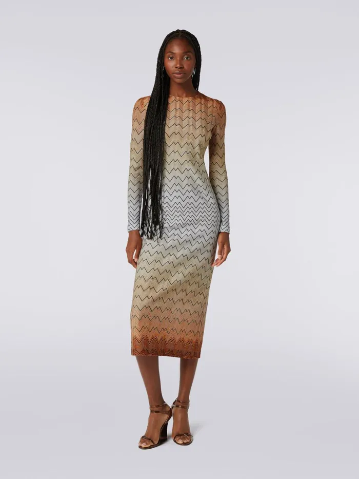 Women Long Dress In Zigzag Viscose Blend With Lurex White Missoni Dresses Women Long Dress In Zigzag Viscose Blend With Lurex White Missoni Dresses