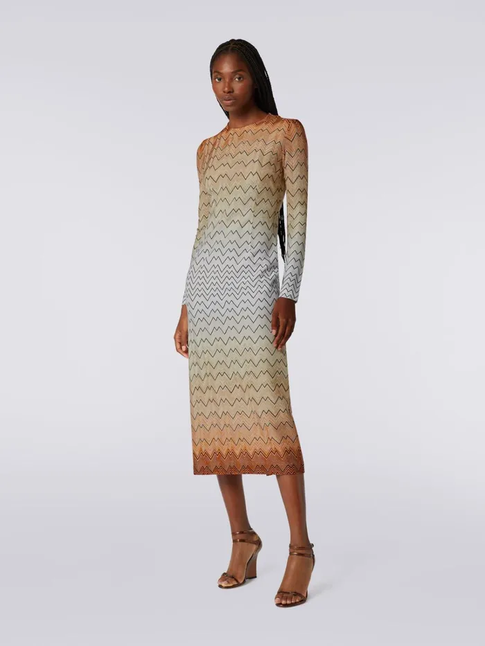 Women Long Dress In Zigzag Viscose Blend With Lurex White Missoni Dresses Women Long Dress In Zigzag Viscose Blend With Lurex White Missoni Dresses