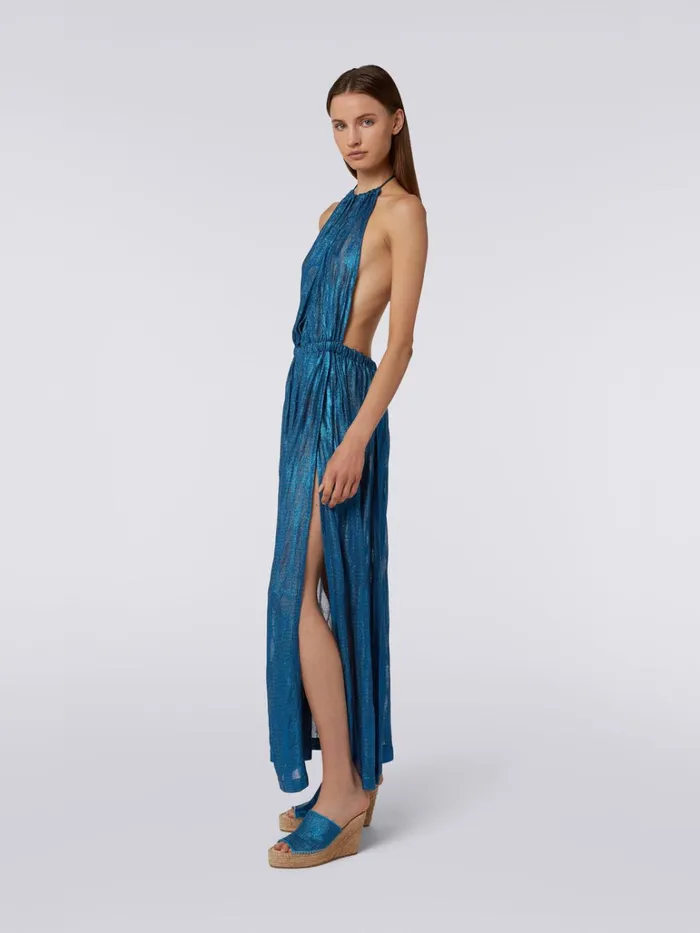 Women Long Jacquard Viscose Knit Cover Up Blue Missoni Beachwear Women Long Jacquard Viscose Knit Cover Up Blue Missoni Beachwear