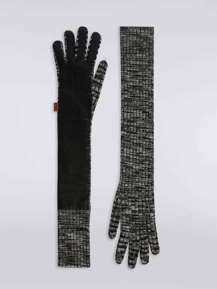 Women Long Leather And Slub Wool Gloves Multicoloured Missoni Other Accessories