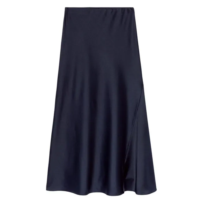 Women Long Satin Skirt 8211 Dark Blue Promod Skirts Women Long Satin Skirt 8211 Dark Blue Promod Skirts