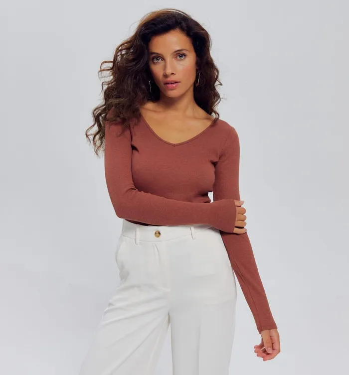 Women Long Sleeved Rib Top 8211 Sienna Promod Tops