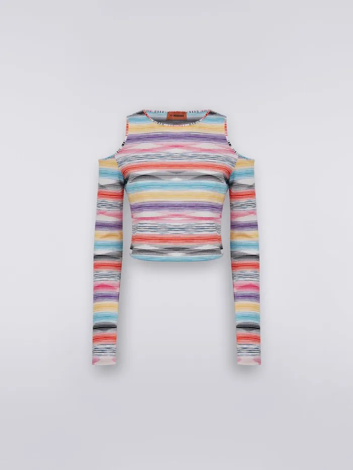 Women LongSleeved TShirt In Striped Cotton And Viscose Multicoloured Missoni Tshirts And Tops Women LongSleeved TShirt In Striped Cotton And Viscose Multicoloured Missoni Tshirts And Tops