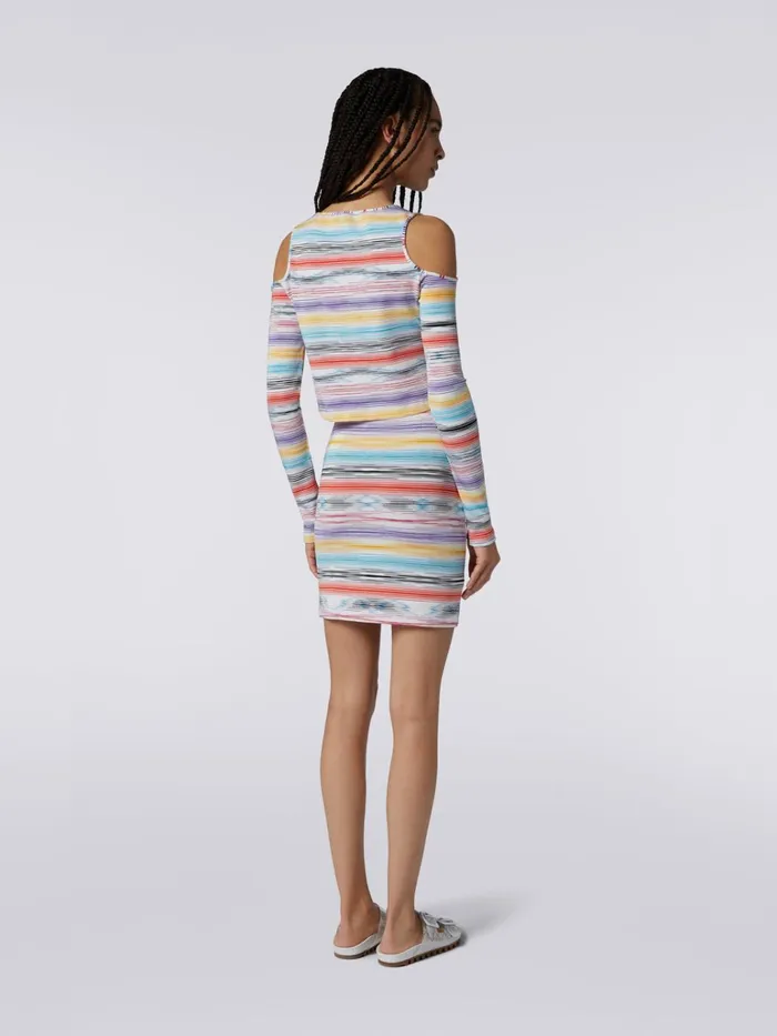 Women LongSleeved TShirt In Striped Cotton And Viscose Multicoloured Missoni Tshirts And Tops