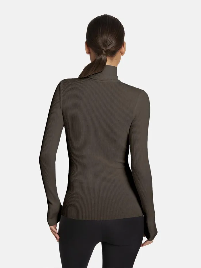 Women Longsleeved Tops Wolford Merino Fine Rib Top Long Sleeve Umber