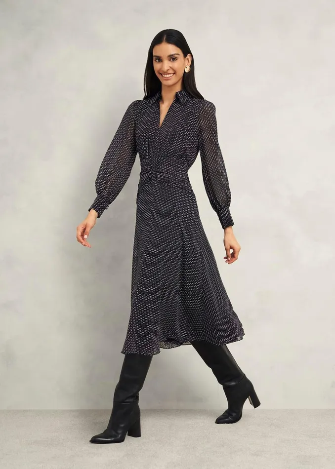 Women Longstock Dress Black Ivory Hobbs Dresses and Jumpsuits