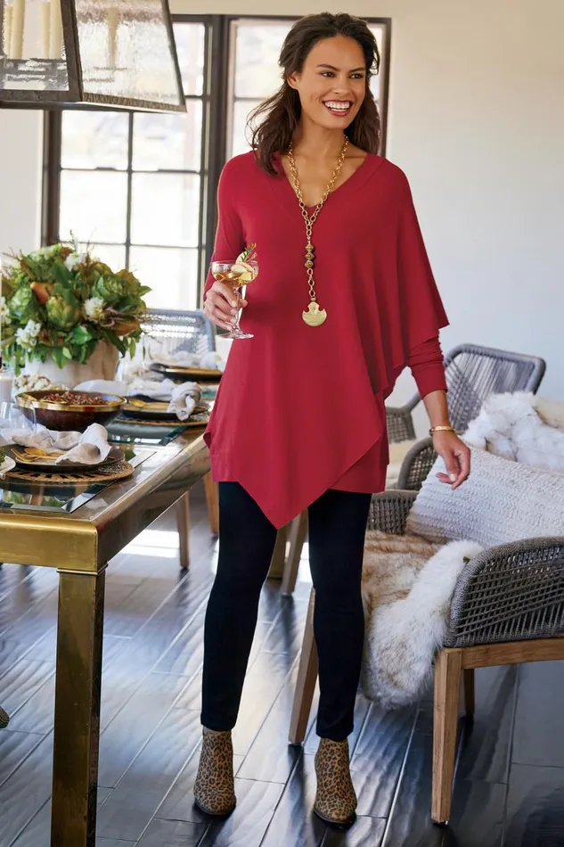 Women Madeline Tunic I Moroccan Red Soft Surroundings Tops Women Madeline Tunic I Moroccan Red Soft Surroundings Tops