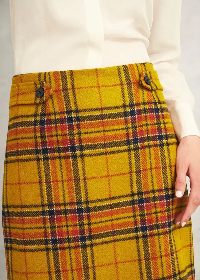 Women Maeve Wool Skirt Ochre Multi Hobbs Skirts