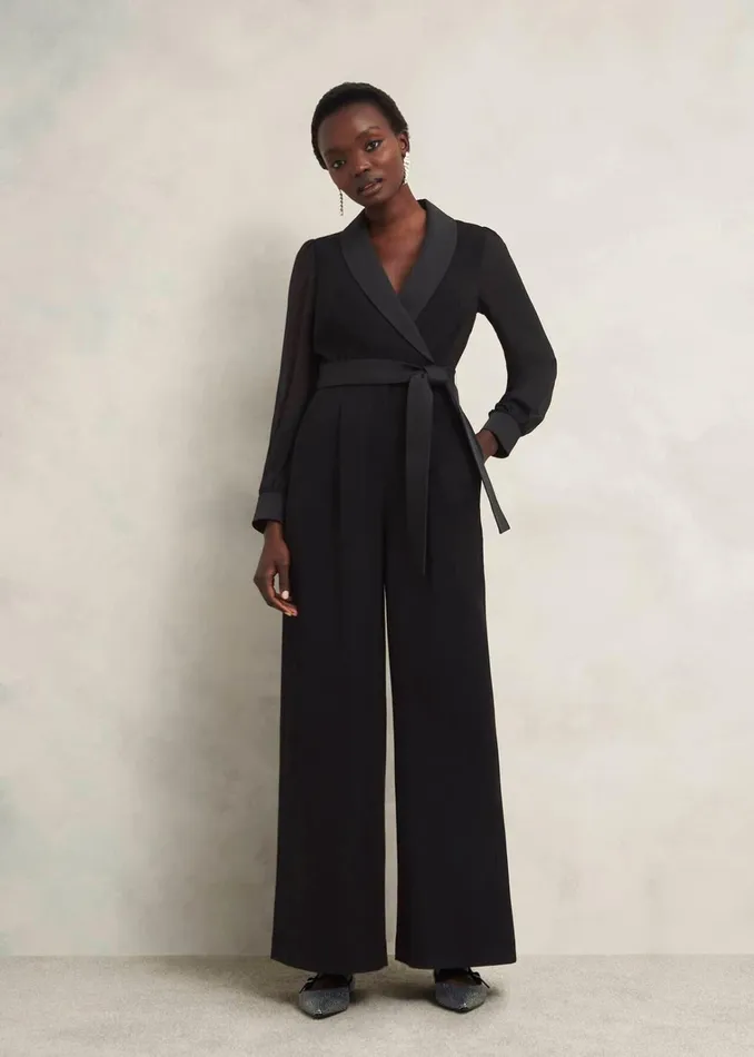 Women Maia Sleeved Jumpsuit Hobbs Black Hobbs Dresses and Jumpsuits