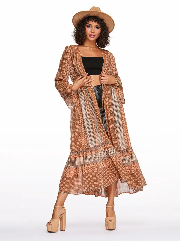Women Marilyn Duster In Dew Stripe Jessica Simpson Jackets Blazers and Kimonos